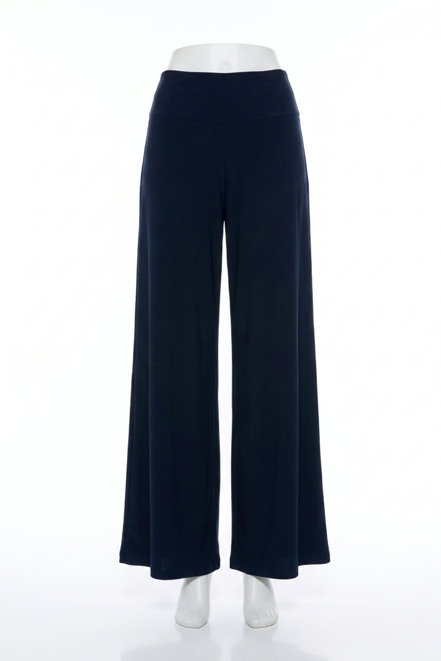 NEW JOSEPH RIBKOFF mock neck tie wide leg jumpsuit in midnight blue/vanilla